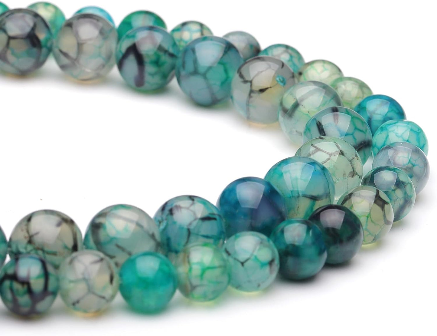 6mm Natural Stone Beads for Jewelry Making,Dragon Vein Agate Polished Smooth Round Gemstone Beads for Bracelet Necklace 15 Inch