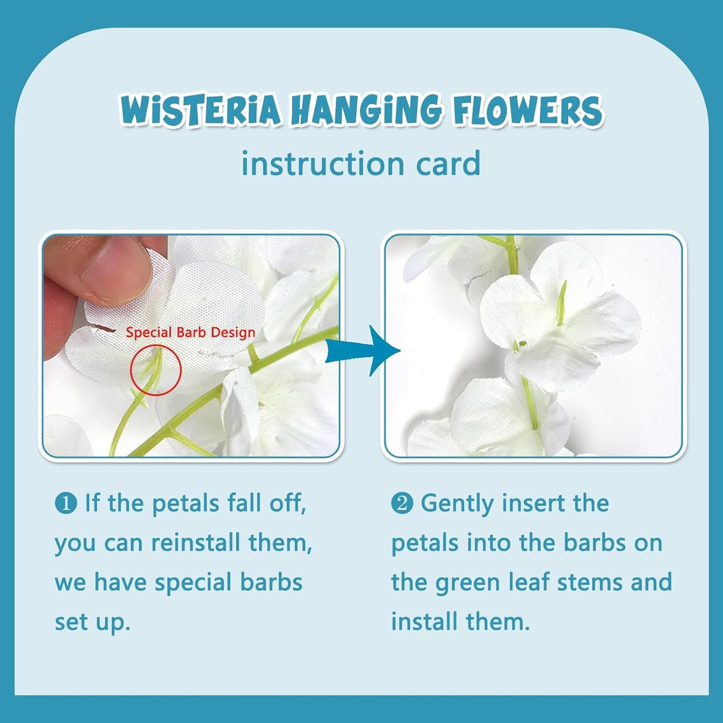 12 Pack Lake Blue Wisteria Hanging Flowers Garland, 3.77 Feet Artificial Flower Vines, Fake Wisteria, Artificial Vines Hanging Garland for Backdrop Outdoor Yard Garden Decor