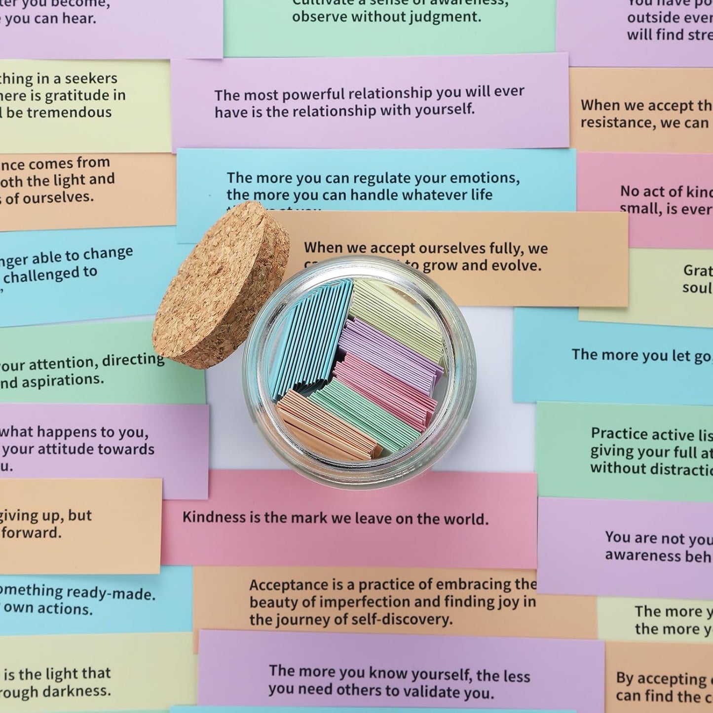 Mindfulness Jar Motivational and Inspirational Cards with 90 Daily Affirmations Anxiety Relief Relaxation Self Care Fathers Gifts for Dad Father Man Women Office Desk Accessories for Work