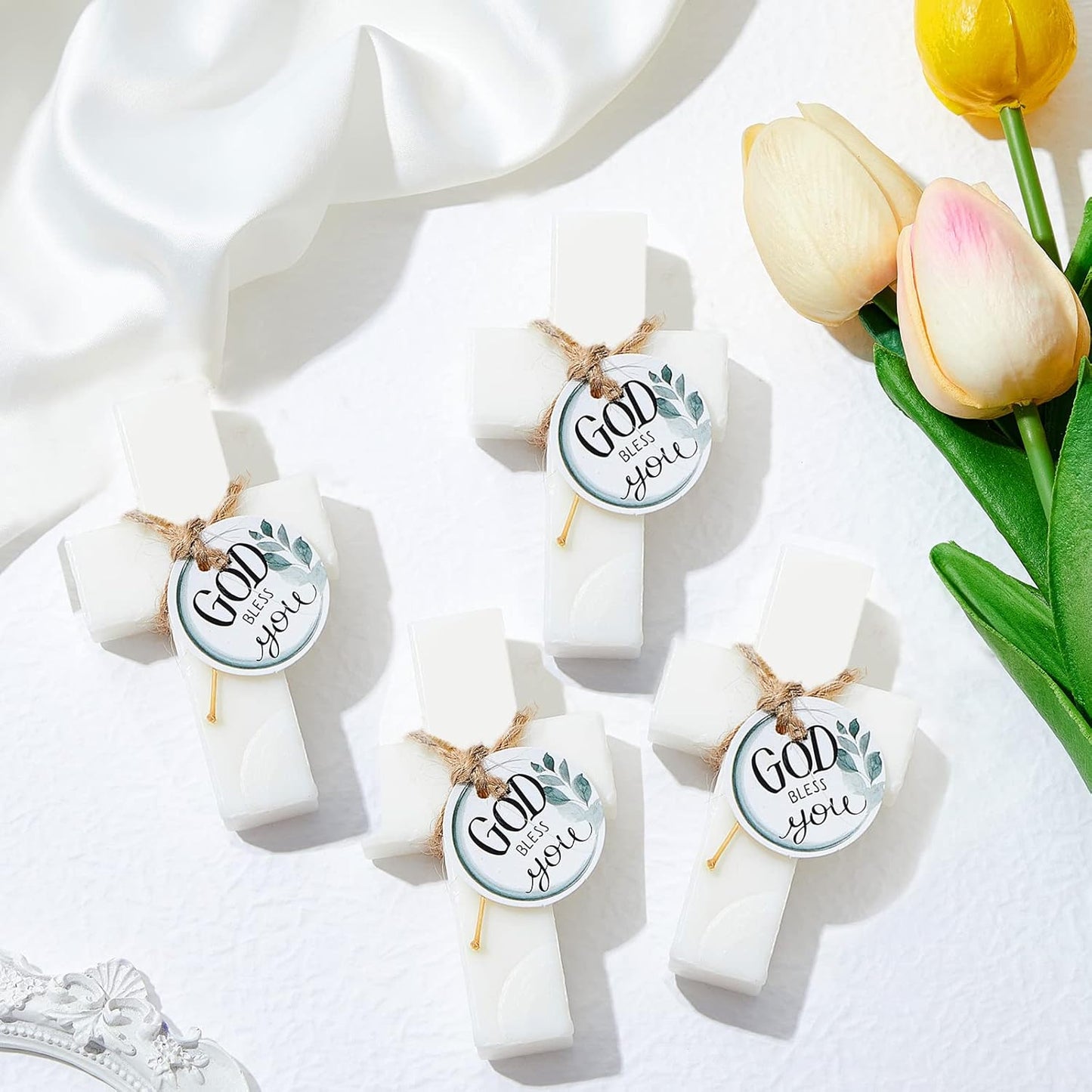 50 Pcs Cross Soap Baptism Favors, Baby Baptism Favor Scented Soap First Communion Gifts for Guests Party Wedding Birthday Gift Bridal
