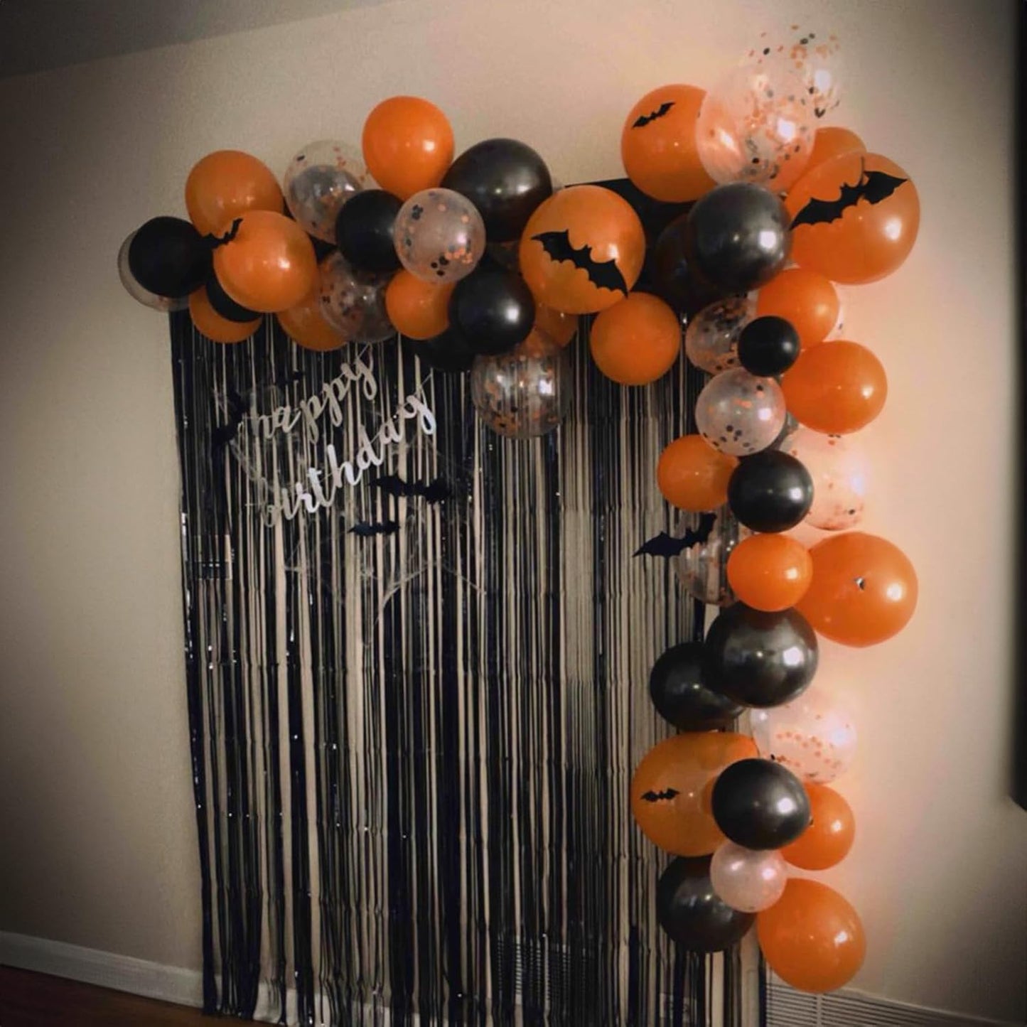 Orange Black White Balloons, 60 Packs 12 Inch Halloween Party Balloons, Black and Orange Helium Balloon with Confetti Balloons for Happy Halloween Wedding Birthday Baby Shower Party Decorations