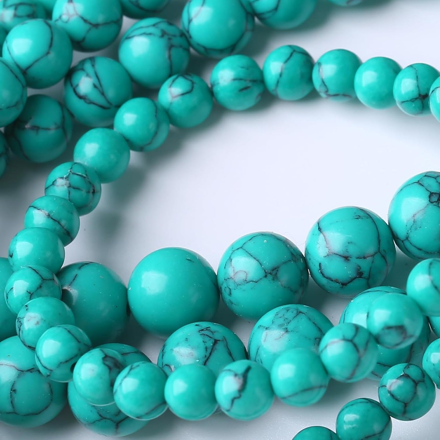 Turquoise Stone Beads Gemstone Round Crystal Energy Jade Beads Stone Beads for Jewelry Making DIY Bracelet Necklace Jewelry Making 1 Strand 15.5inch 35PCS 10MM