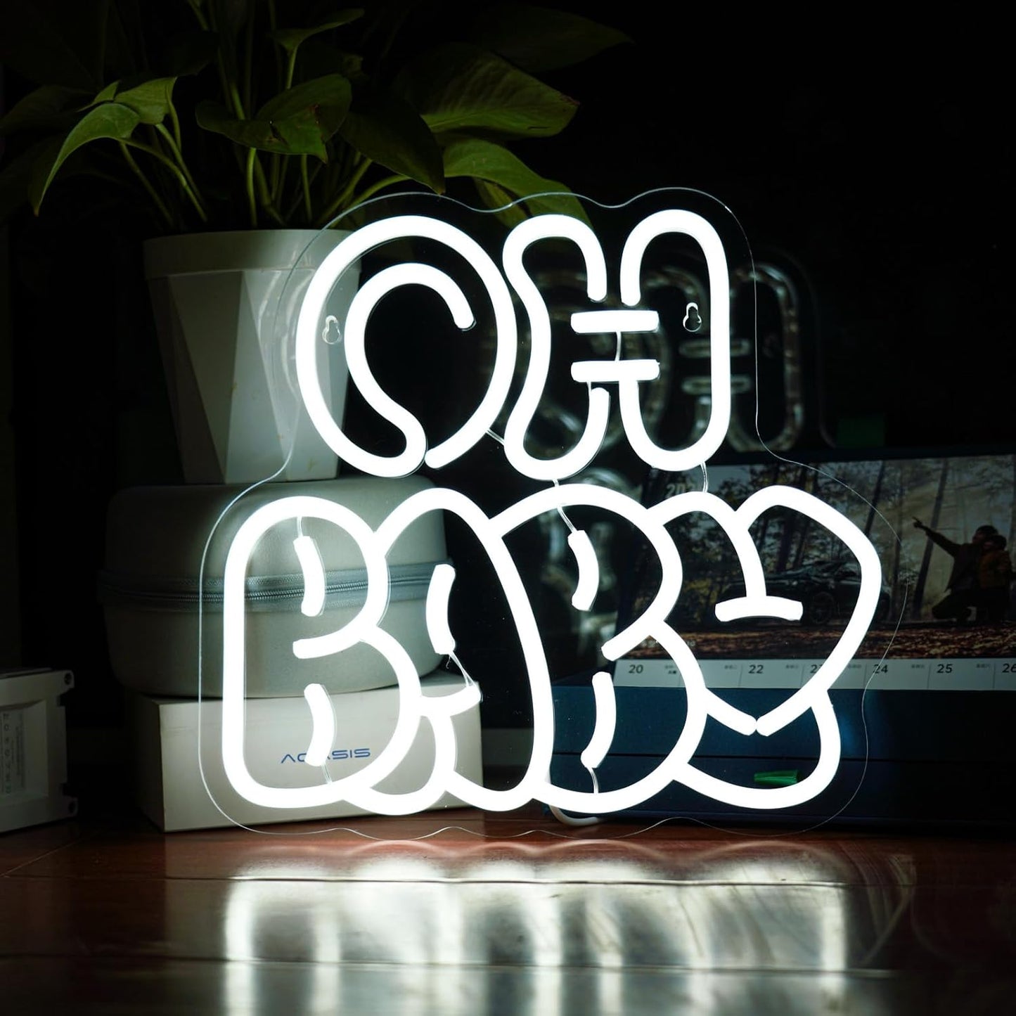Oh Baby Neon Sign for Backdrop Wall Decor, Cute Decorative Lights, oh baby Neon Lights for Baby Shower Birthday Party Bedroom gender reveal parties Baby's Room Cool White size:12.6 * 11.61In