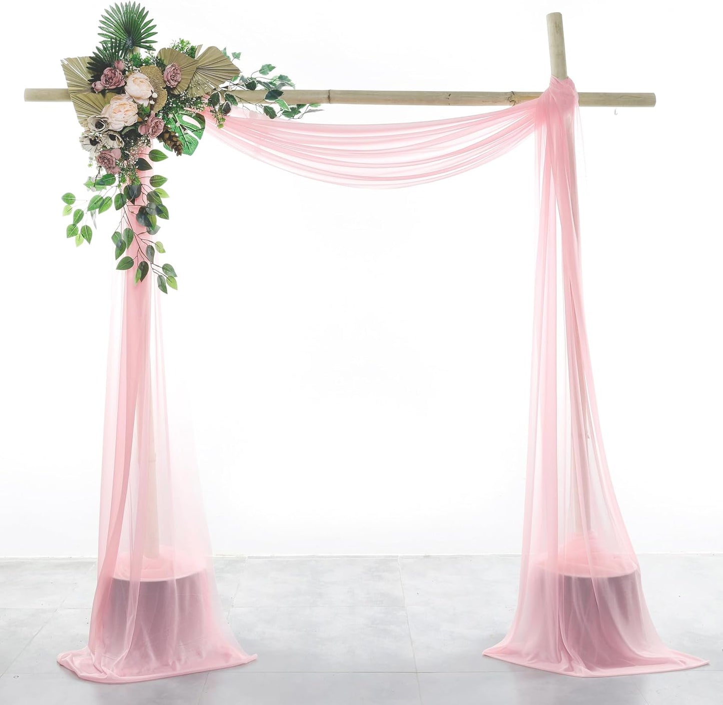 VDS Pack of 2 Panel (30 Inch X 100 Feet) Wedding Arch Draping Fabric Sheer Chiffon Fabric Drapery for Wedding Ceremony Reception Swag Backdrop Canopy Chuppah ARBO Altars Decoration (Blush Pink)