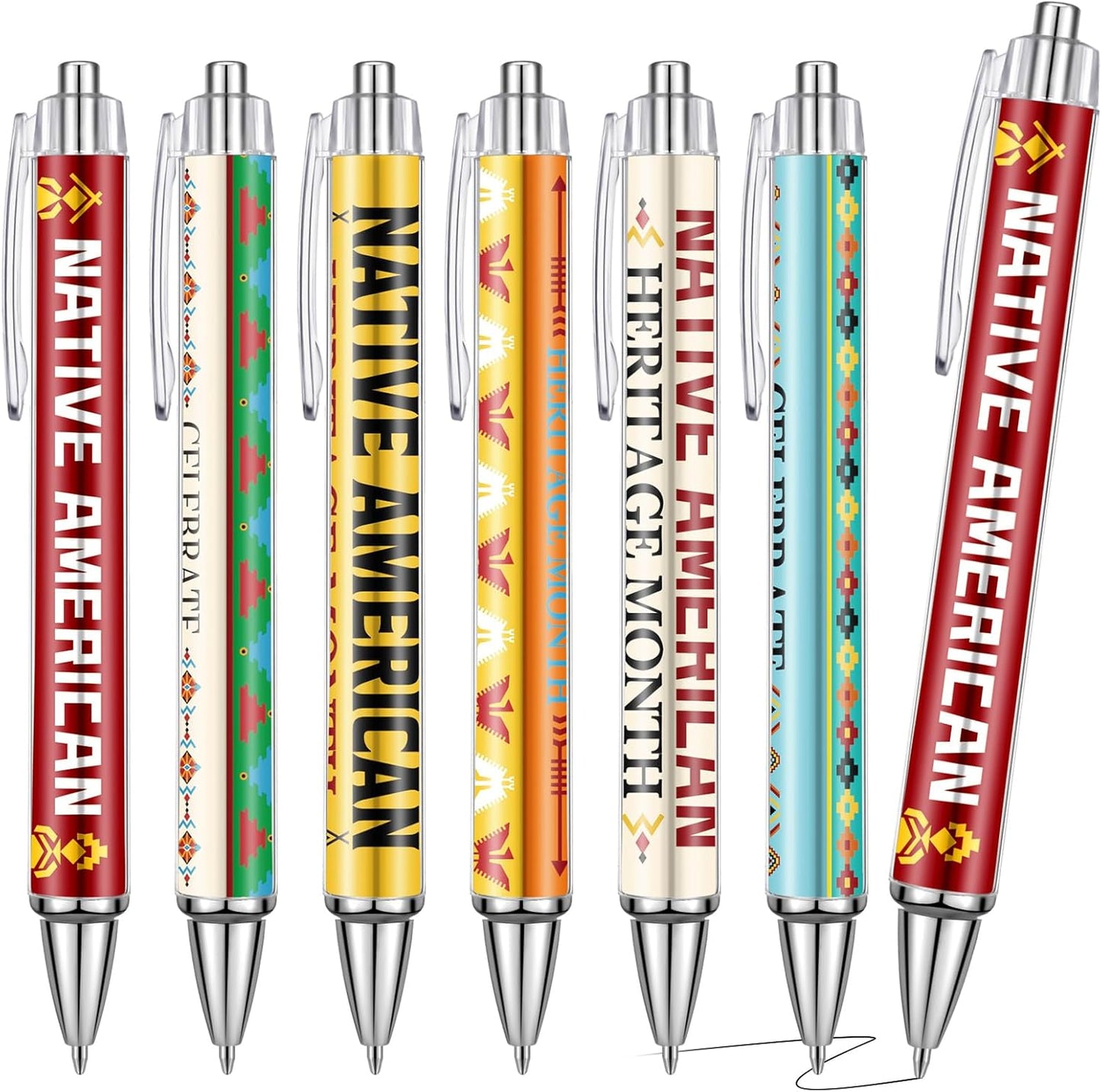 24 Pcs Native American Heritage Month Appreciation Gifts Pens Native American Ballpoint Pen Thank You Work Pen Birthday Gifts for Native American Men Women Retired, 6 Styles