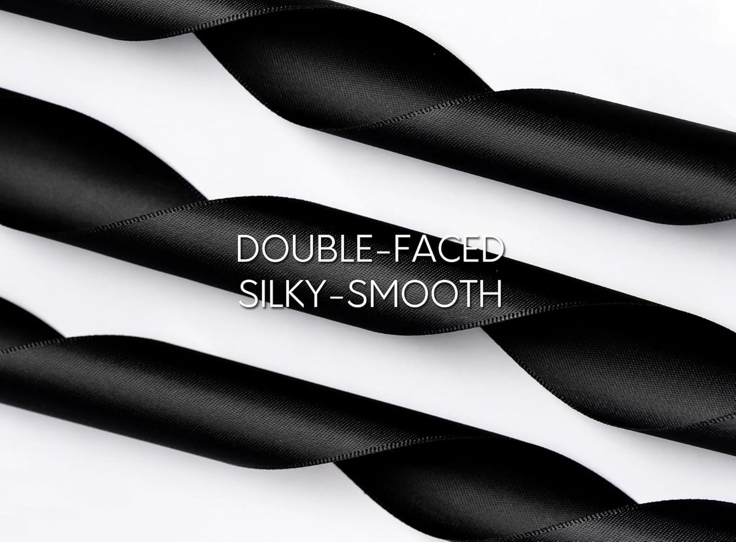 Black Satin Ribbon 1-1/2 Inch x 50 Yards Double-Faced Polyester Hair Ribbons for Women, for Gift Wrapping Paper Bows Wedding Invitations DIY Crafts