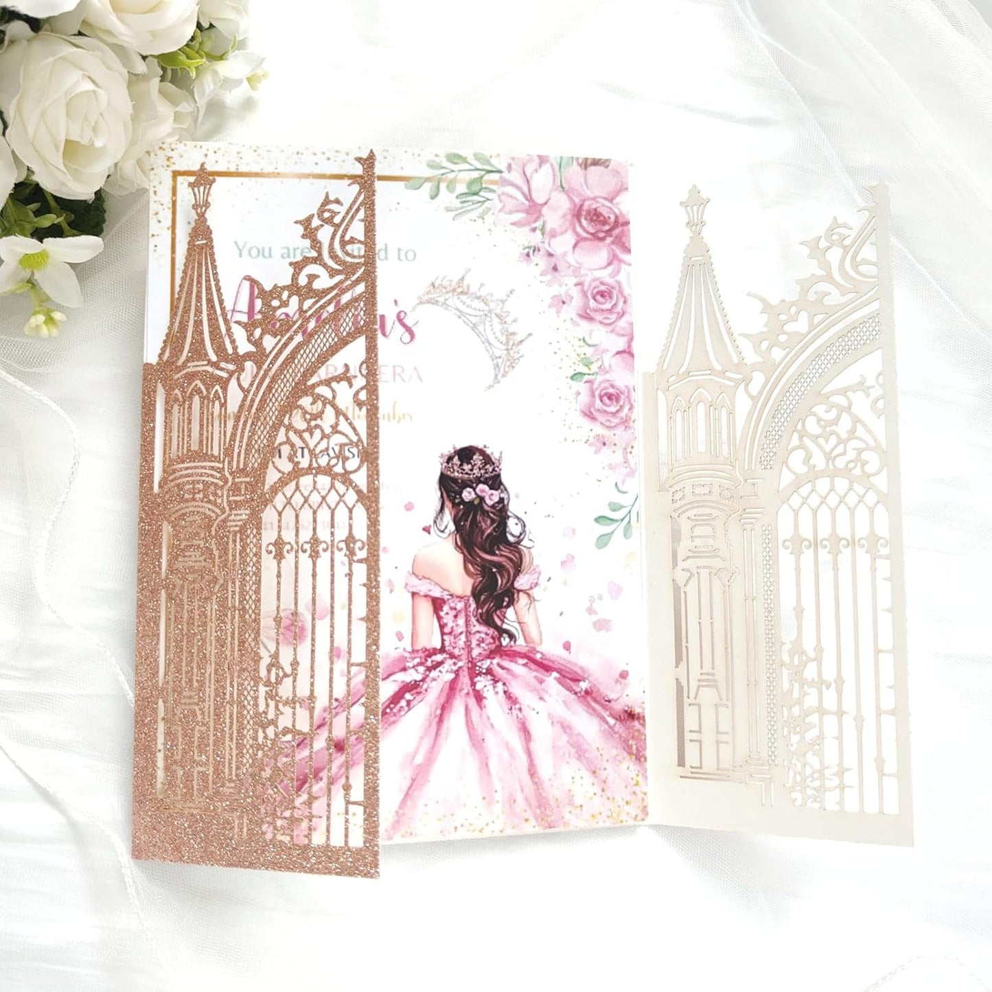 20PCS Laser Cut Wedding Invitations,Wedding Invitation Card Pocket,Quince Invites,Sweet 16 Invitations,Quinceanera Invitations,Laser Cut Invitations For All Occasions