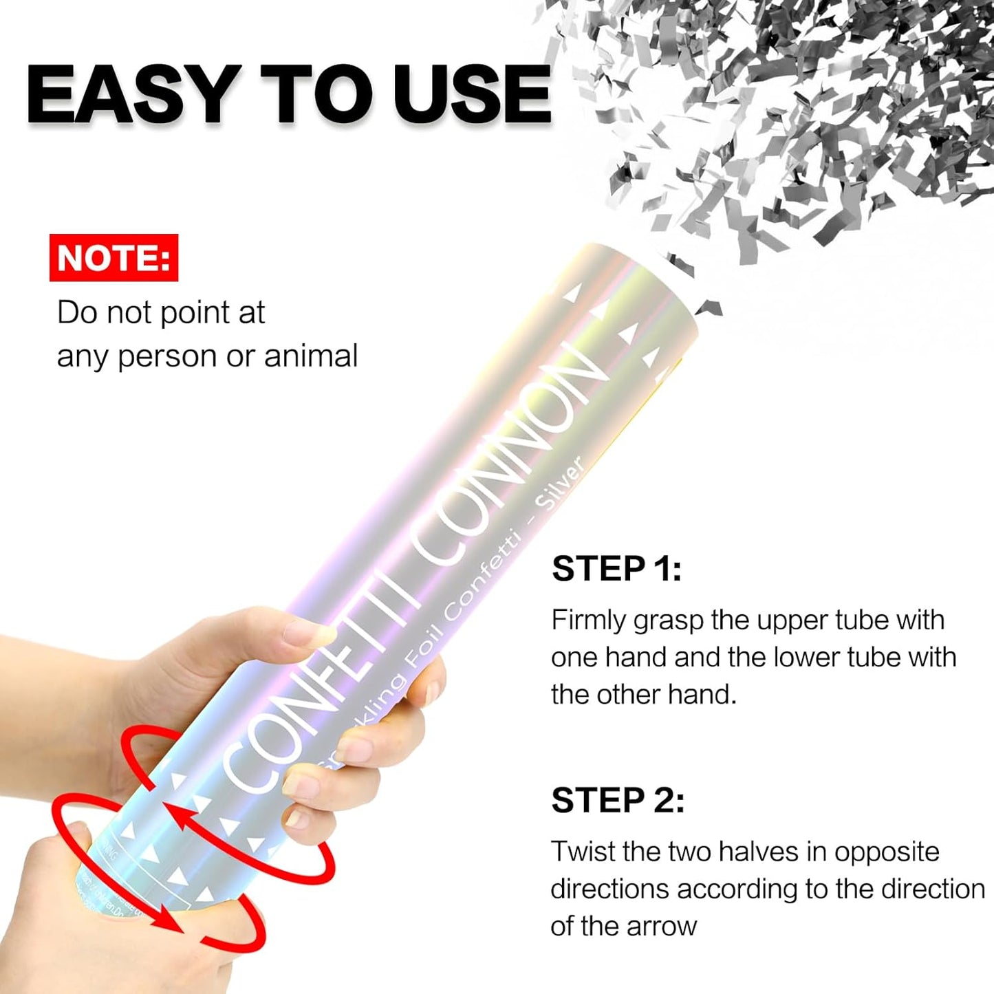 12Pack Sliver Confetti Poppers - 12inch Confetti Cannon for Weddings, Graduations, Birthdays & New Year Eve