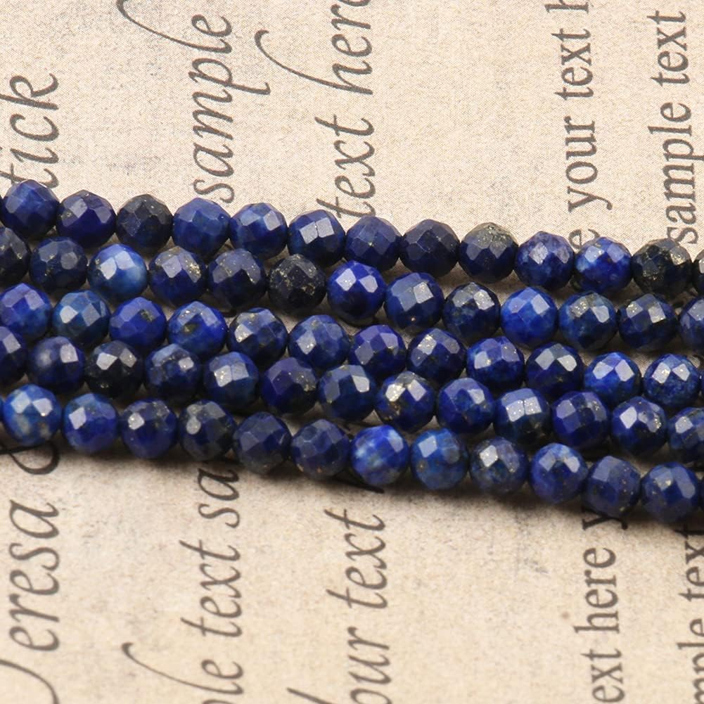 Song Xi 120pcs 3mm Natural Dark Lapis Lazuli Gemstone Beads Faceted Round Loose Stone Beads for Jewelry Making