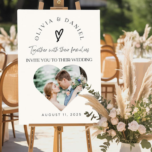 Custom Printable Wedding Welcome Sign for Bridal Party, Engagement, Personalized Welcome to our Weddings Poster with Photo, Canvas, Reception Plaque for Bride Groom, Celebration Decor