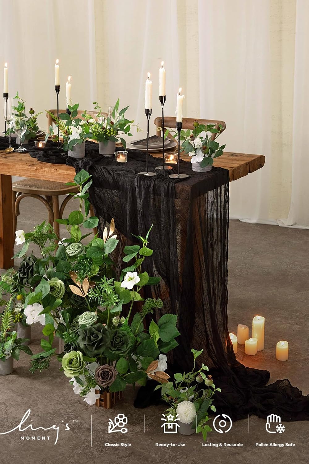 Ling's Moment 17.5" Tall Standing Artificial Flowers Arrangements 4pcs Fall Wedding Aisle Runner Chair Decorations Emerald Gold for Centerpieces Ceremony Reception Rose Floral Party Outdoor