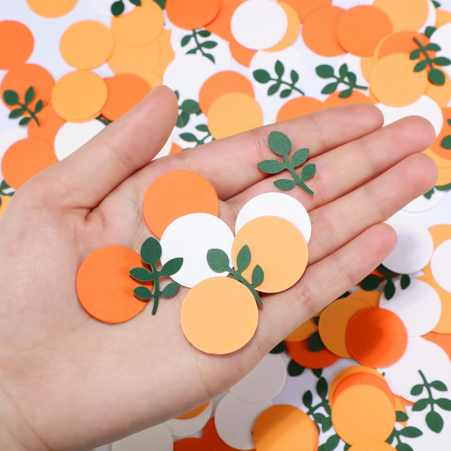 200 Pcs Little Cutie Baby Shower Confetti with Eucalyptus Decorations Hey Cutie Citrus Tangerine Themed Table Scatter Sprinkle Confetti Supplies (Orange Series)