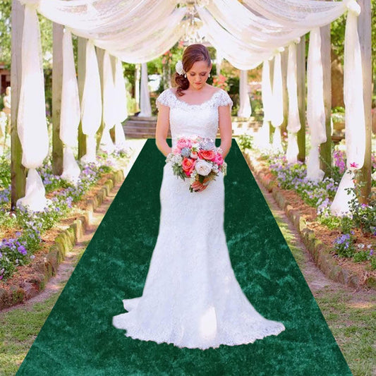 MODFUNS Hunter Green Carpet Runner for Parties 4x30FT Velvet Aisle Runner for Wedding Ceremony Aisle Floor Runners Hallway Runner Rug with Carpet Tape Wedding Runners Aisle for Beach Church Reception
