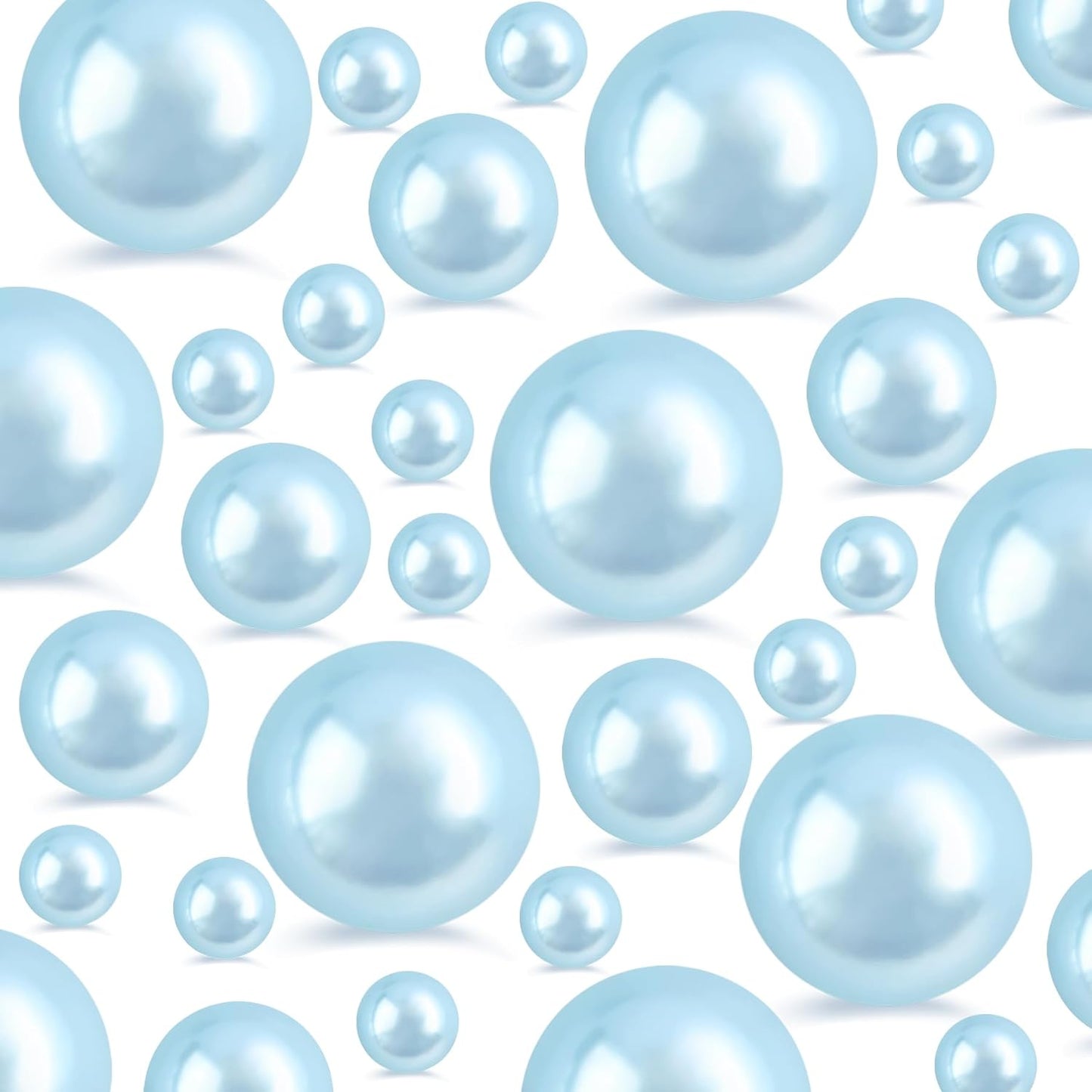260Pcs Lightblue Glossy Beads - 6mm, 14mm, 18mm Round Plastic Pearl Beads for Centerpiece Decor, Wedding, Birthday, Christmas Party, Home Decor