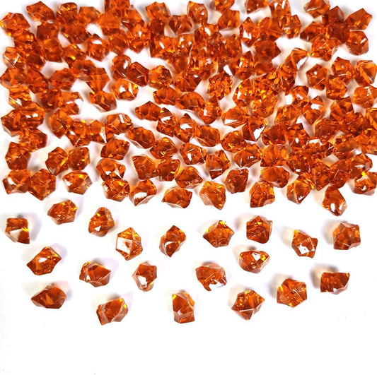 HappyFiller 700 PCS Pack Dark Amber Fake Ice Rocks Small Crystal Cube Stones Fake Diamonds for Vase Fillers,Resin Arts Crafts,Fall Decoration,Home Accents Floral Decor,Table Scatters,Photo Props
