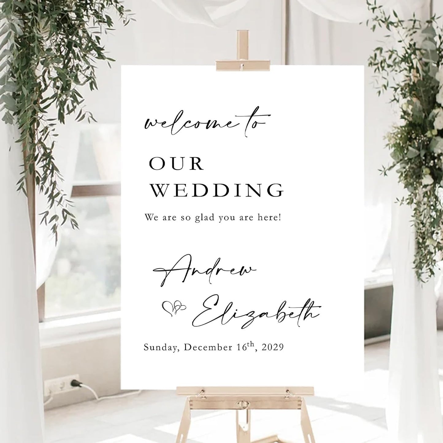 Welcome Sign For Wedding Entrance, Welcome To Our Beginning Wedding Sign, Welcome To Our Wedding Sign With Stand, Engagement Party Welcome Sign