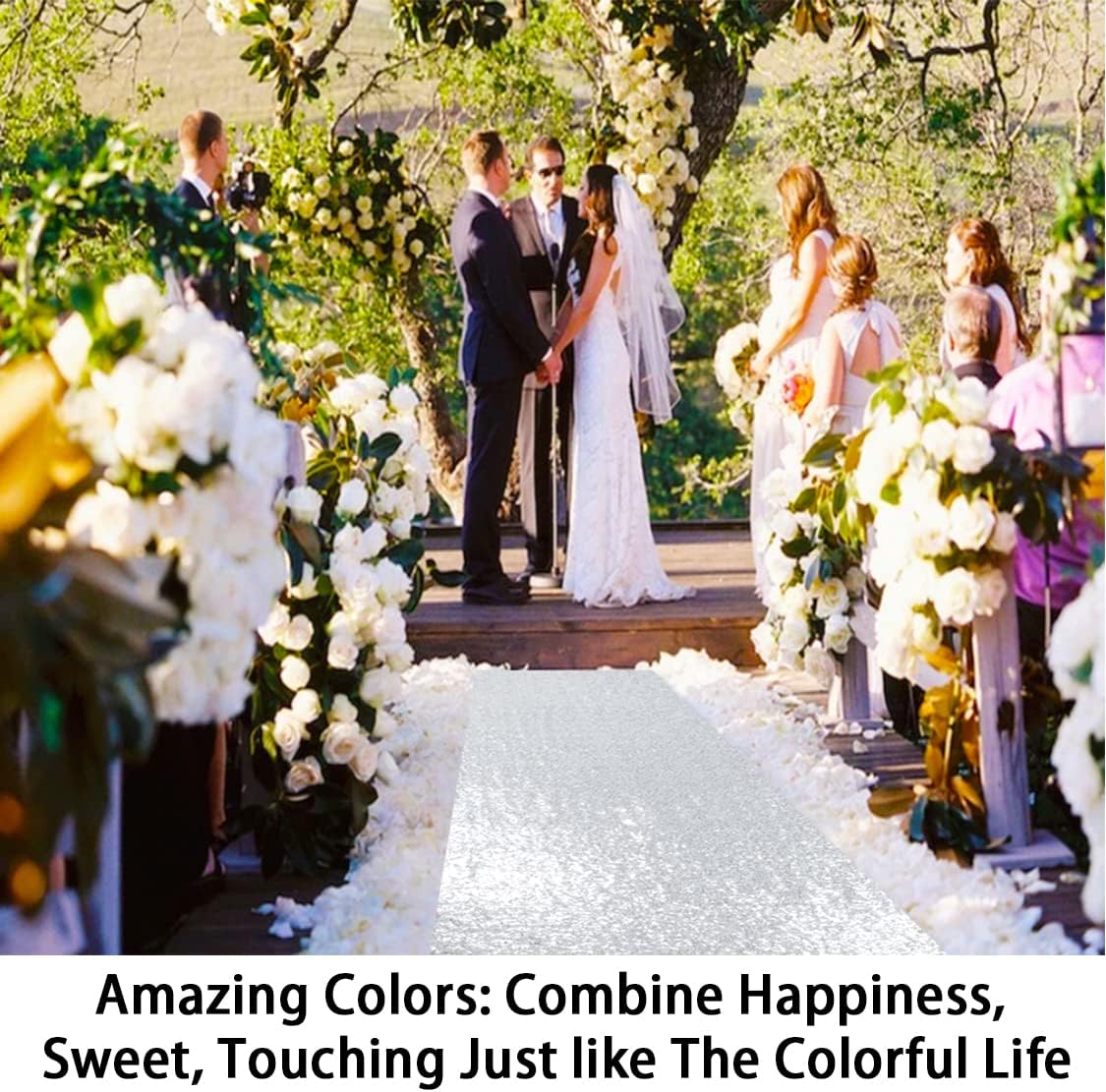 ShinyBeauty Silver Glitter Carpet Runner - 2FTx15FT for Weddings, Parties, and Special Events