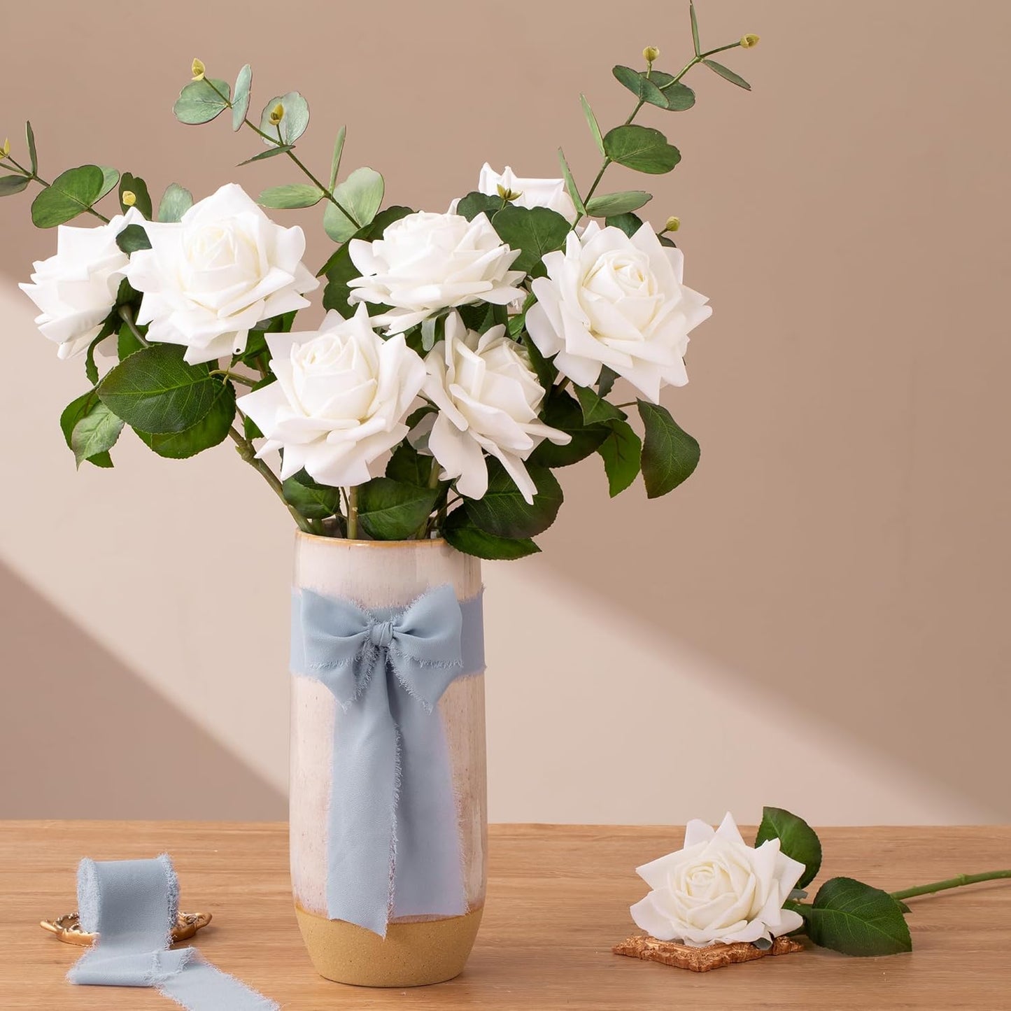 DORIS HOME Dusty Blue Chiffon Ribbon for Flower Bouquet, 2" x21Yd Fabric Ribbon for Gift Wrapping, Handmade Frayed Ribbon for Wedding, Chiffon Silk Ribbon for Christmas Decorations