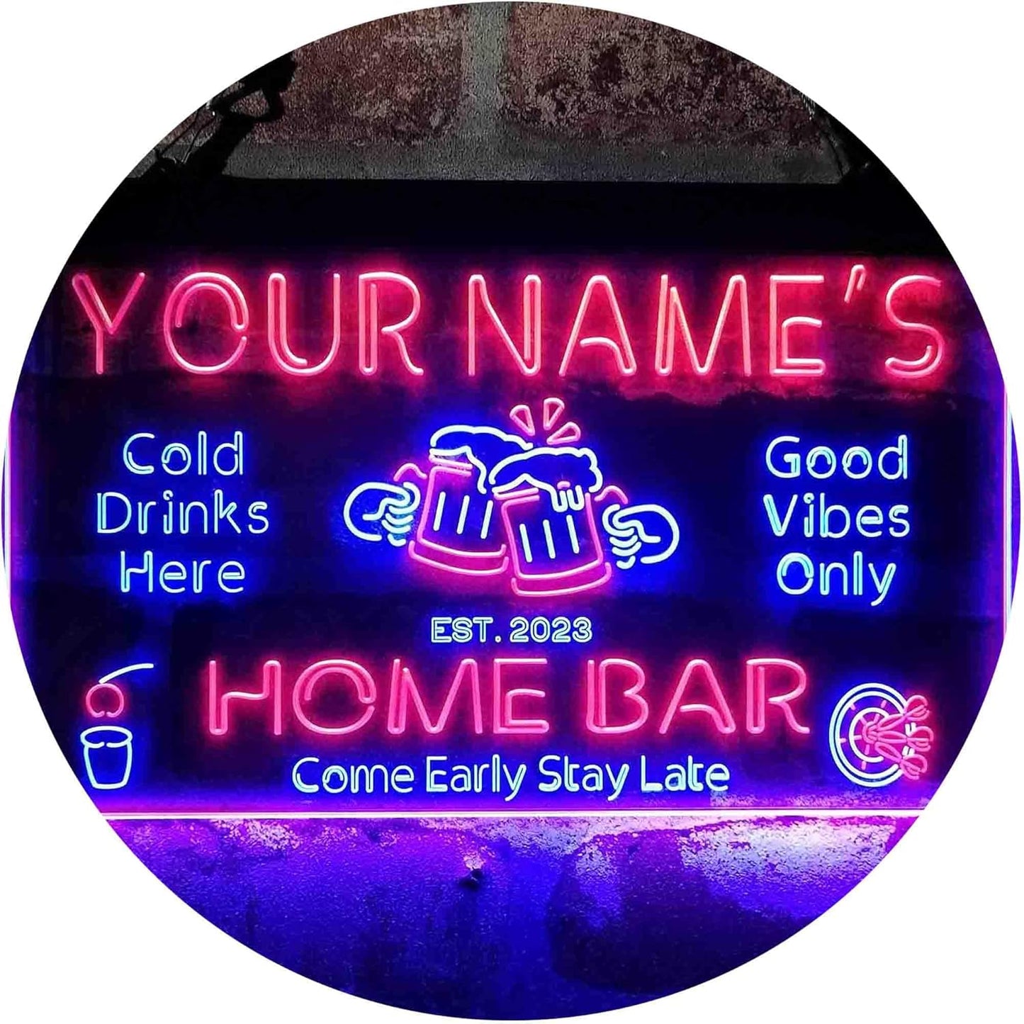 ADVPRO Personalized Your Name Custom Home Bar Beer Established Year Dual Color LED Neon Sign Blue & Red 16 x 12 Inches st6s43-p1-tm-br