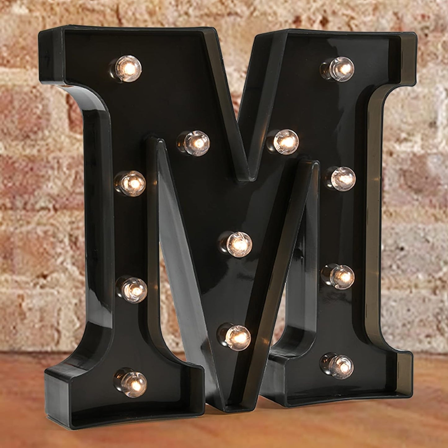 Decorative LED Illuminated Letter Marquee Sign - Alphabet Marquee Letters with Lights For Wedding Birthday Party Christmas Night Light Lamp Home Bar Decoration M, Black