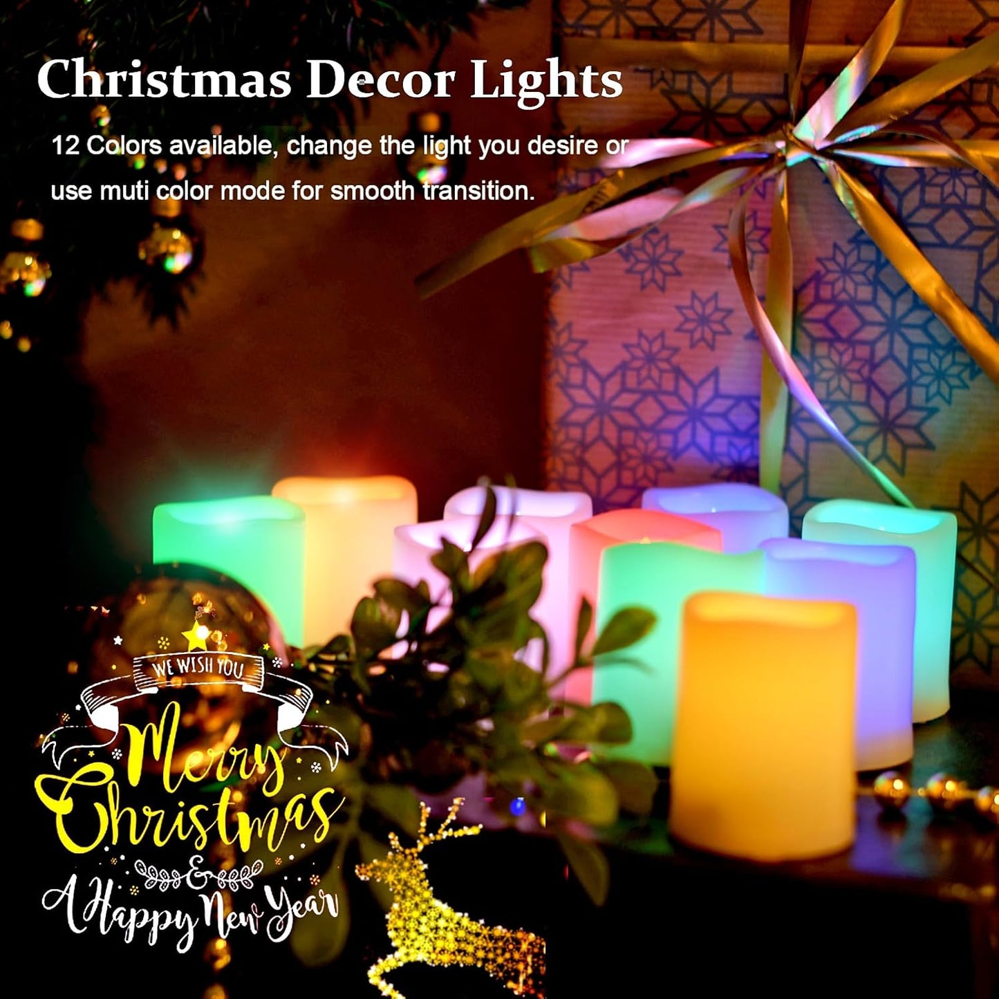 SWEETIME Colored Flameless Votive Candles with Timer-Color Changing Led Tea Light,Battery Operated RGB Votive Candles,Rainbow Tealights Party Decor,1.5"x 2",Set of 10