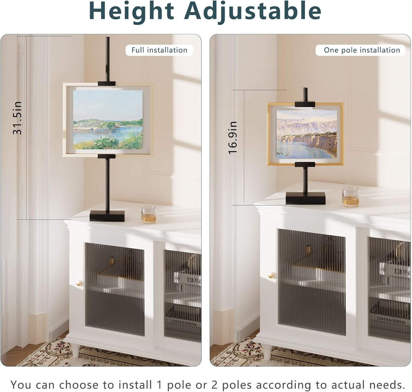 Tabletop Picture Frame Stand, Adjustable for Frames Up to 29" H, Frame Holder Stand Table Easels for Display, Metal Standing Easel Display Stand for Picture Frames, Artwork, Canvas (Black)