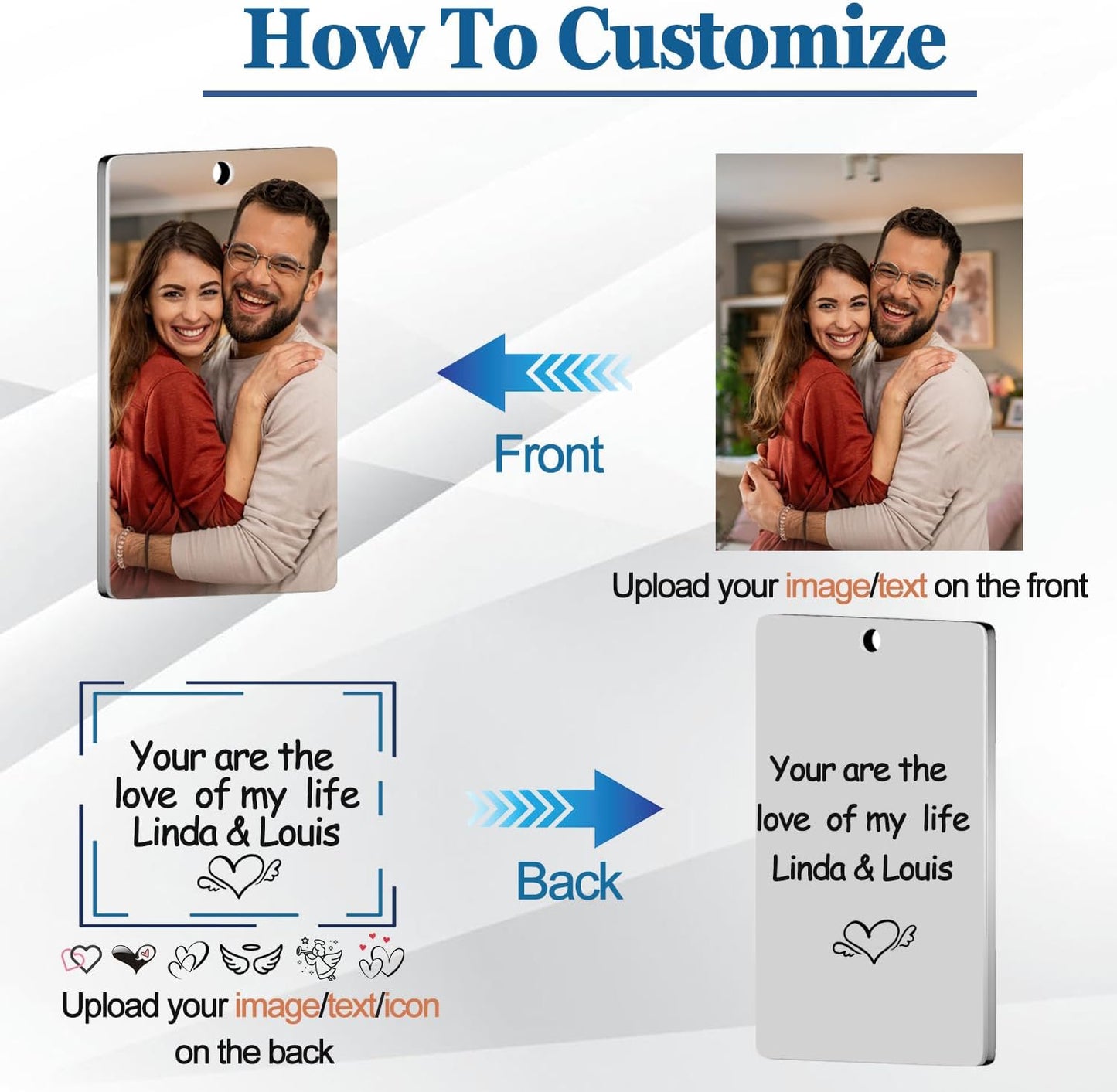 Custom Keychain with Picture, Personalized Keychain with Engraved Photo/Text, Gifts for Family and Friends