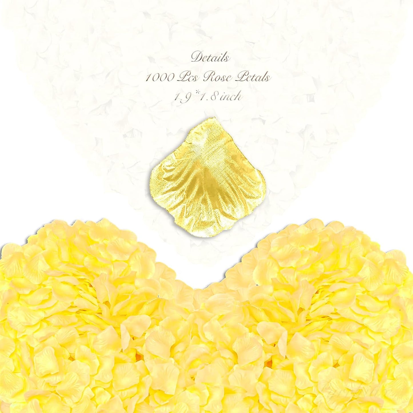 1000Pieces Rose Petals, Artificial Flower Petals Fake Rose Petals for Romantic Night,Wedding,Proposal Anniversary Flower Decorations (Yellow)