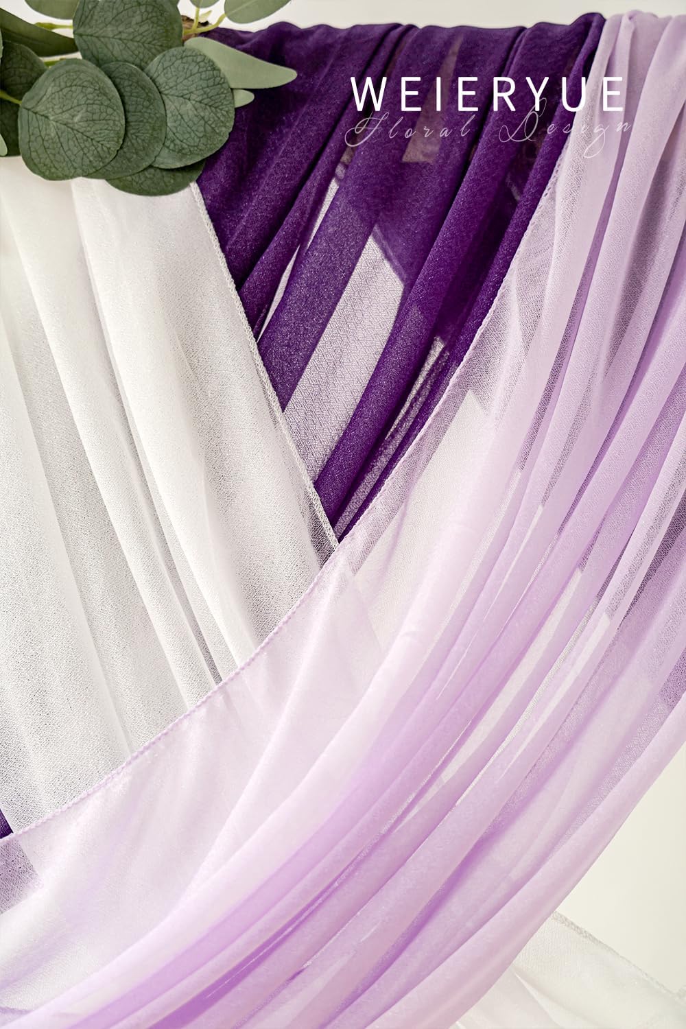 Deluxe Purple Artificial Wedding Arch Flowers with Drapes Kit-Pack of 5, 2pcs Flower Arrangements 3pcs Hanging Sheer Drapes Blue Ceremony Arbor Reception Backdrop Rose Floral Decorations.