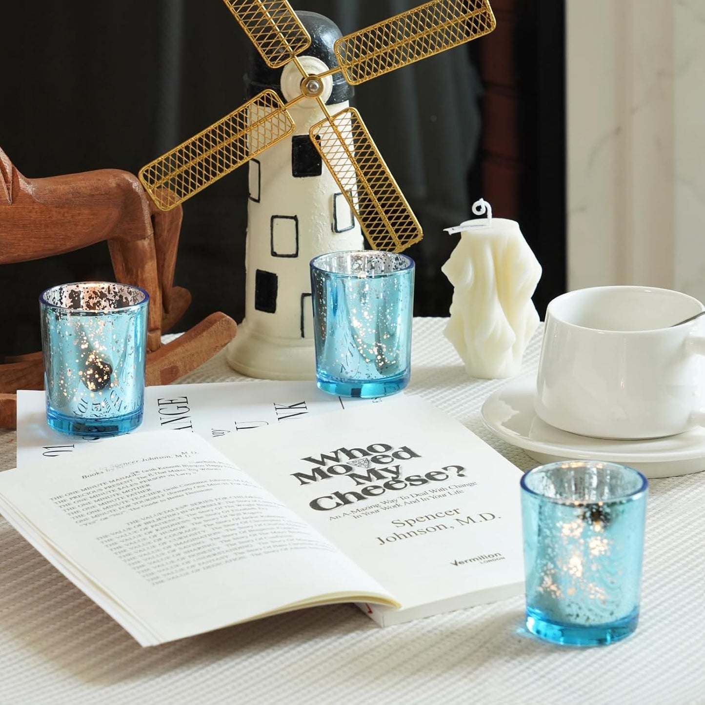 Homemory 24 Pcs Blue Votive Candle Holders, Mercury Glass Candle Holder, Tealight Candle Holders for Table Centerpieces, Baby Shower, Party, Anniversary, Wedding, Home Decor, Halloween, Christmas