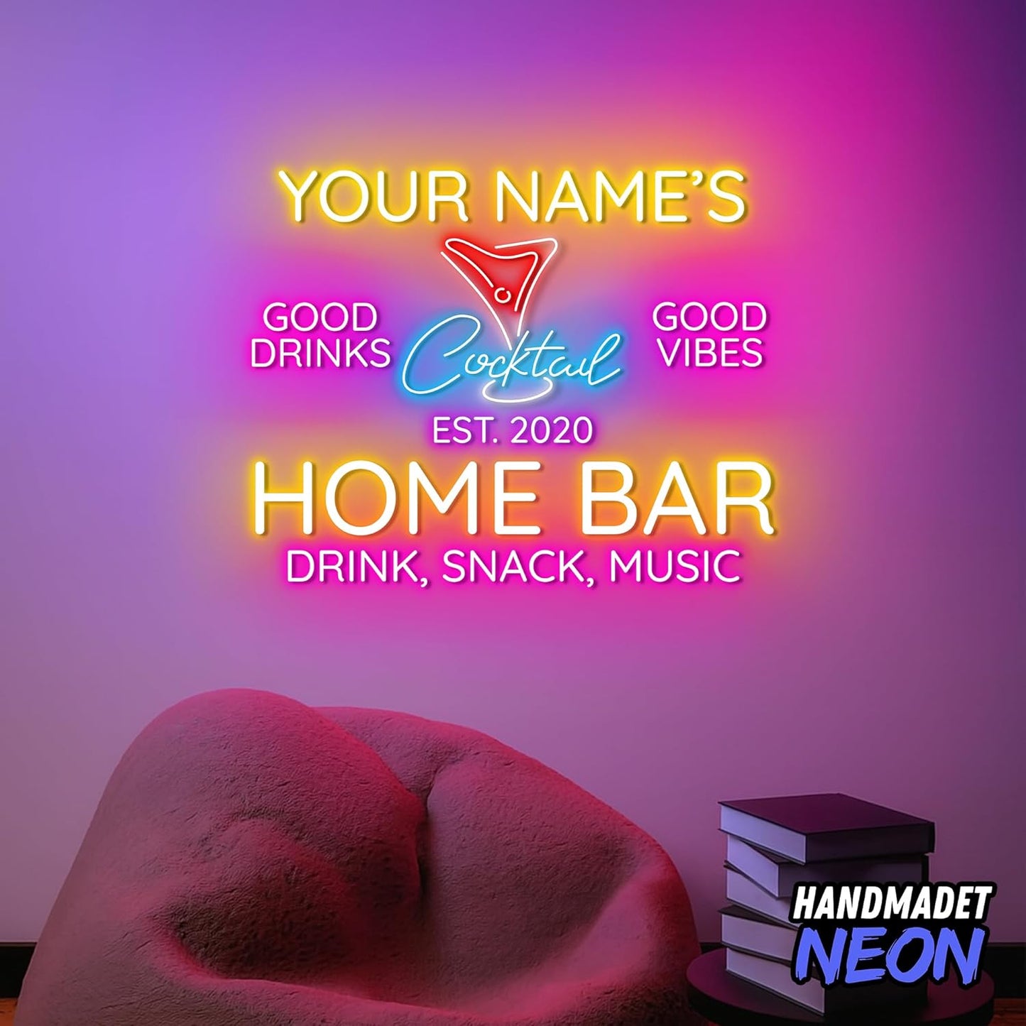 Personalized Cocktail Neon Sign Accessories, Custom Home Bar, Parties, Man Cave Decor Led Light, Wall Art Lights Signs Gifts For Friends, Pub Owners, Party Lovers
