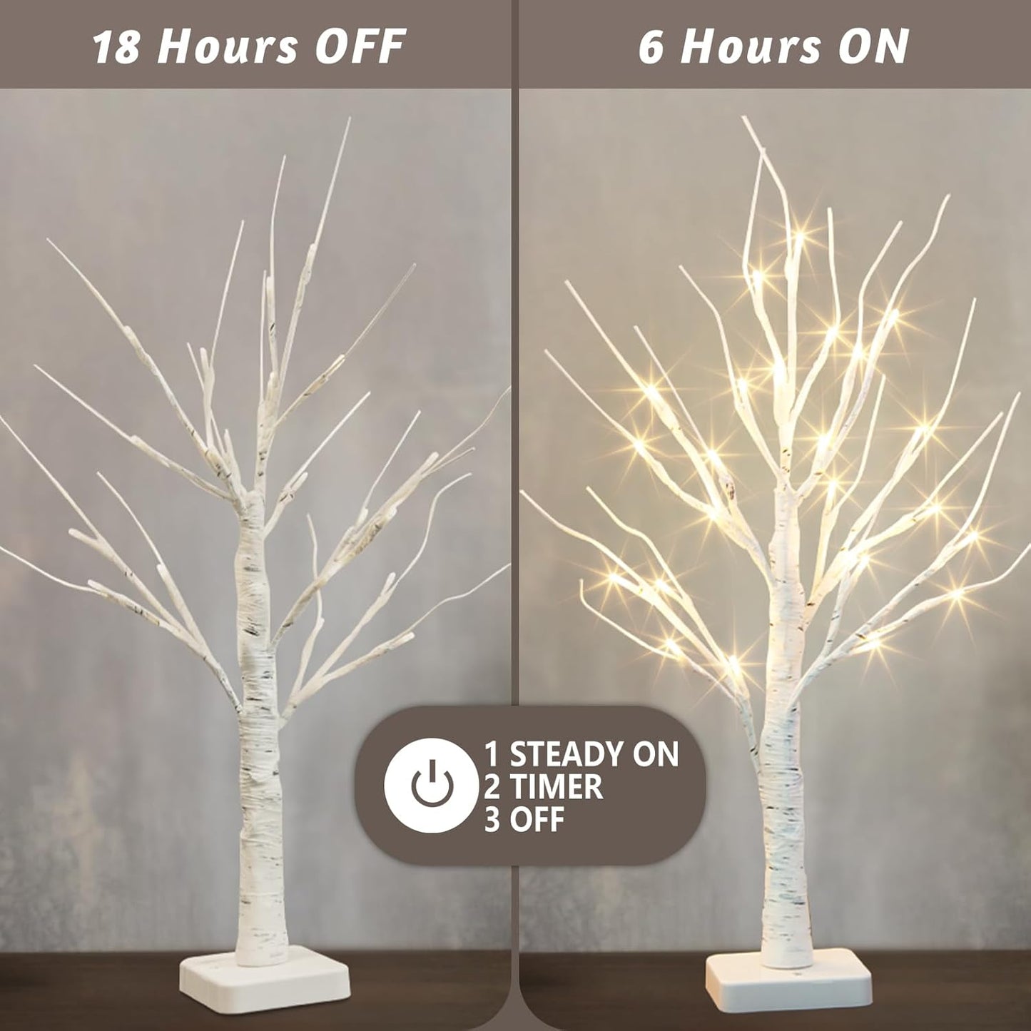 Vanthylit Lighted Birch Tree Battery Powered Tabletop Tree Decorations for Home Mantle Party Christmas Decorations (22 Inch)
