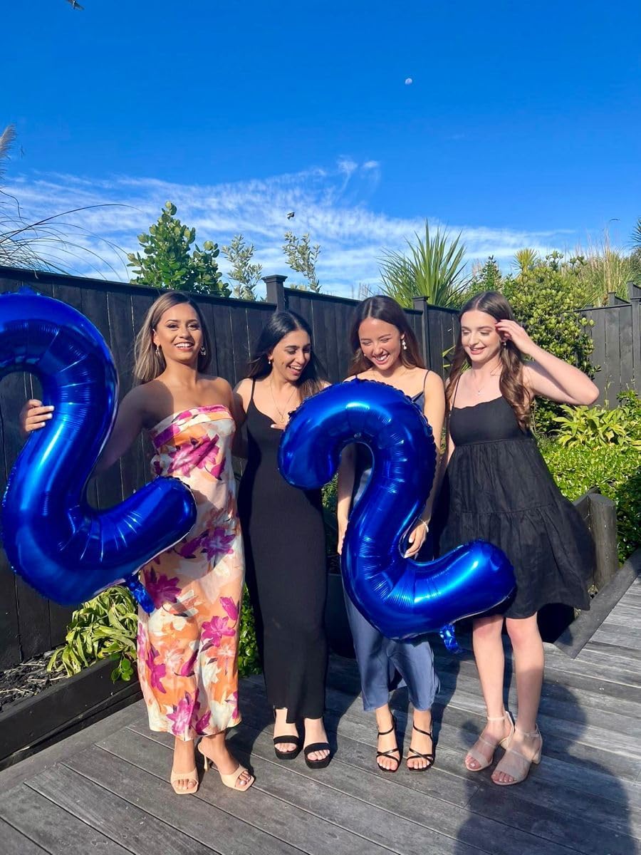 Big 40 Inch Night Blue 2 Number Balloon Birthday Decoration, Night Blue Number 2 Helium Balloons 12 20 22 23 24 26 28 32 42 Celebration, Boy Girl Baby Anniversary Party Graduations Supplies