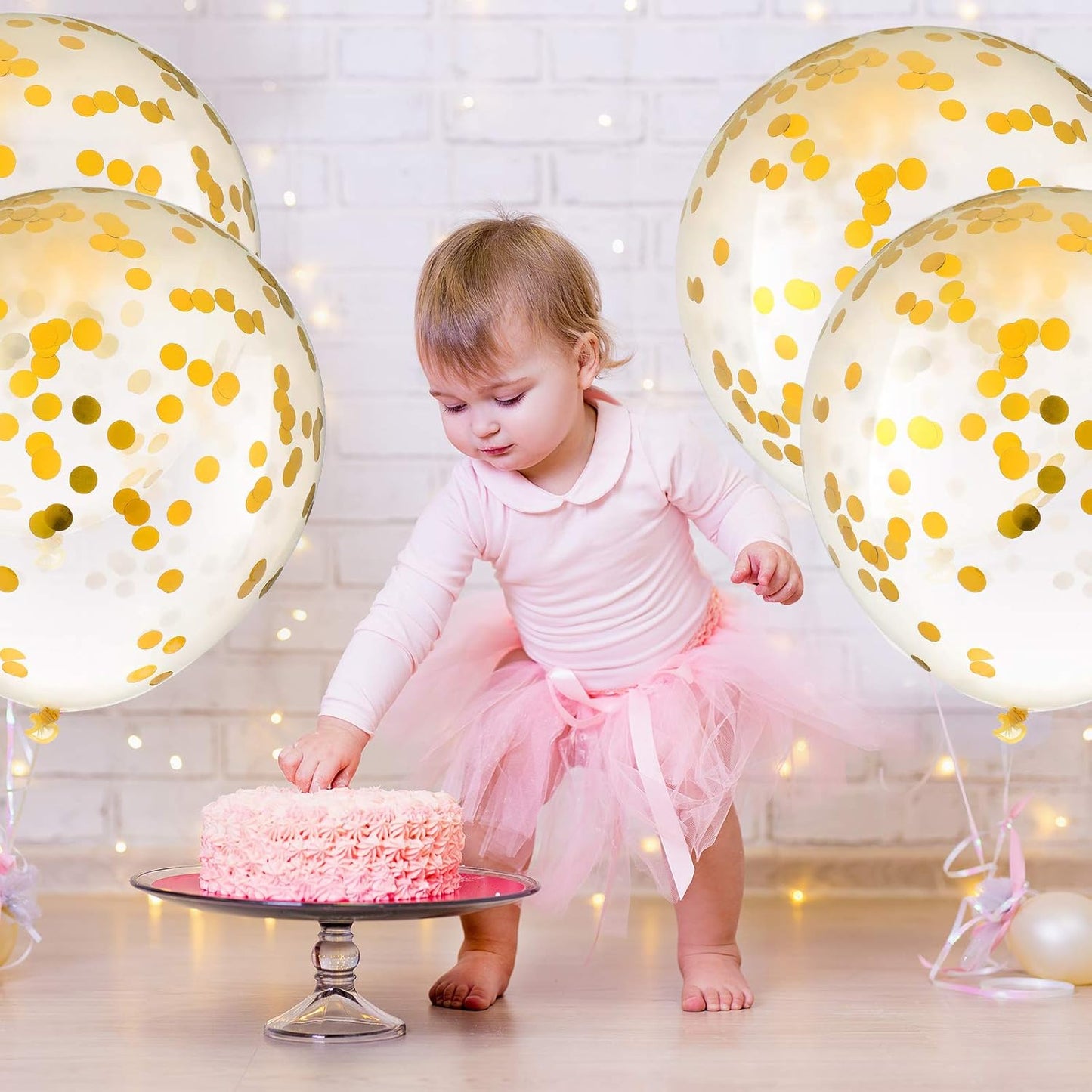 10 Pieces 18 Inch Glitter Confetti Balloons Paper Dots Confetti Shiny Latex Large Balloons for Birthday Wedding Party Decorations(Gold)