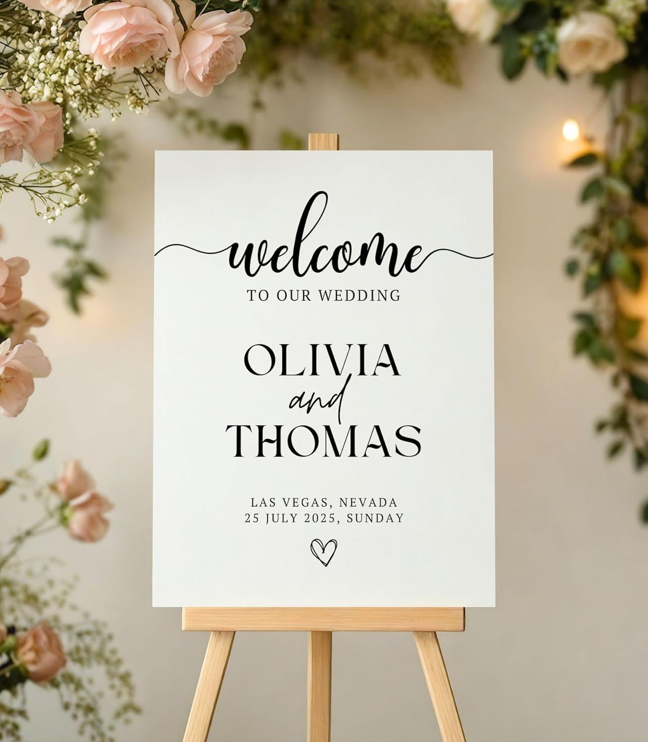 Personalized Wedding Welcome Sign, Modern Wedding Sign Signage 12" X 18" (Small), 27" (Medium), 36" (Large), Plastic, Modern, Pole Mount, Weather