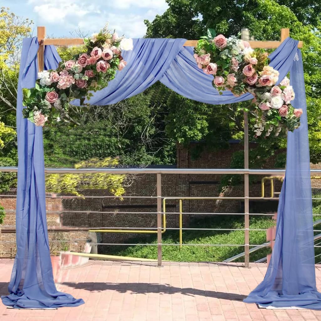 Wedding Arch Draping Fabric 20 Ft Periwinkle Color Chiffon Drapes for Weddings Chiffon Wedding Arch Drapes Fabric Ceremony Reception Swag Chiffon Fabric Drapery Party Ceiling Decoration