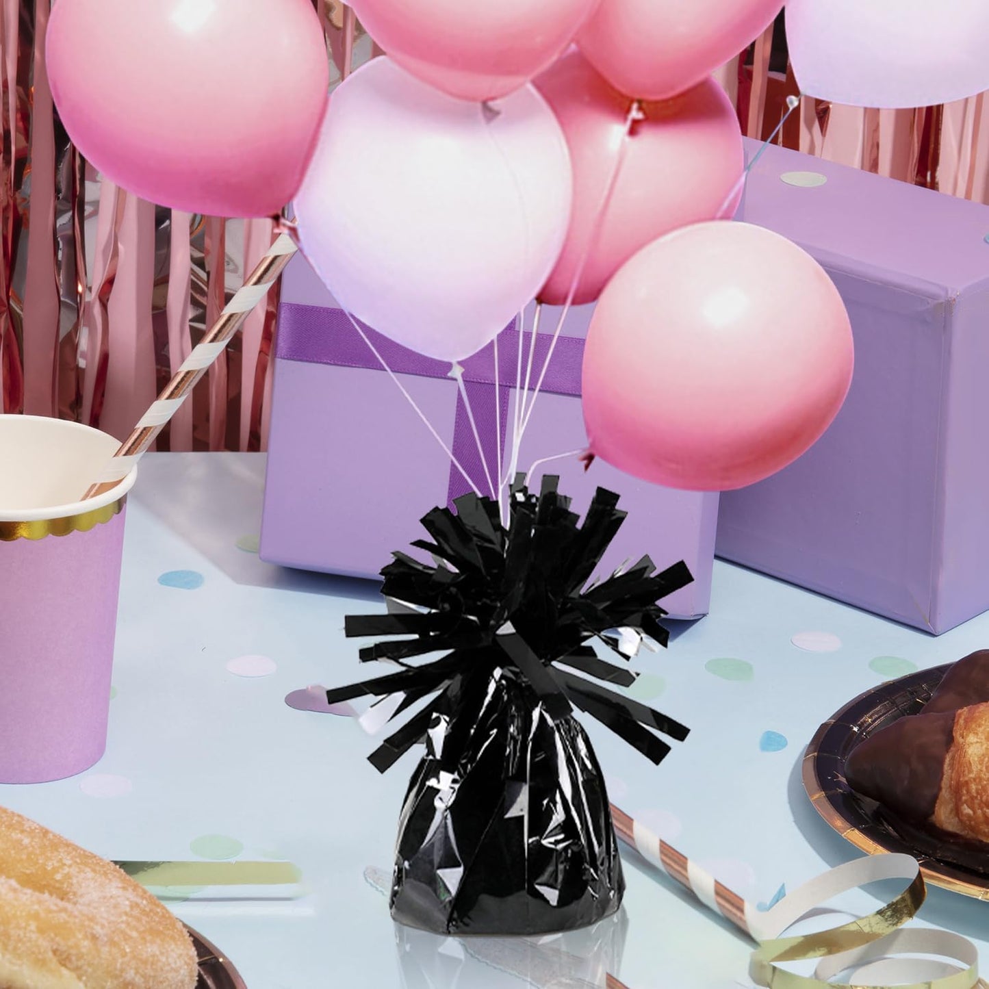 12PCS Balloon Weight Metallic Heavy Solid Balloon Pendant Pack Holder For Table Centerpieces Birthday Wedding Chrismas Party Decoration (Black)