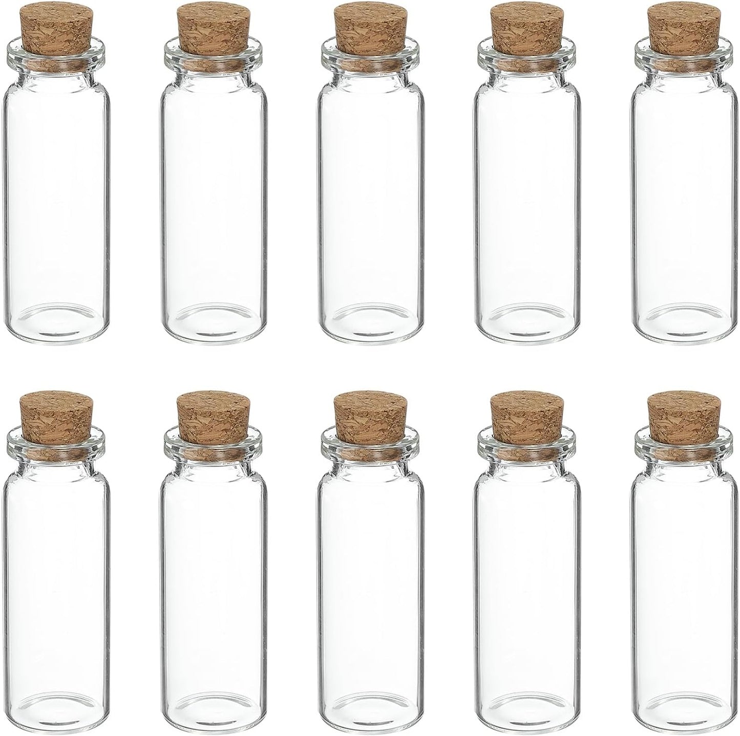 uxcell 10Pcs Mini Glass Bottles with Cork Stoppers, 12ml Small Clear Bottles Glass Empty Jars Vials for DIY Crafts Party Wedding Decor Favors