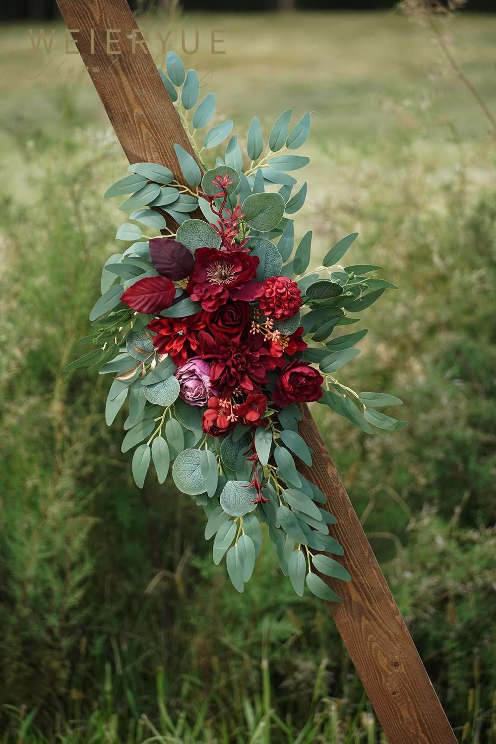 Artificial Wedding Arch Flowers Kit(Pack of 2) for Wedding Arch, Bridal Shower, Ceremony and Reception Backdrop Decoration (Burgundy)