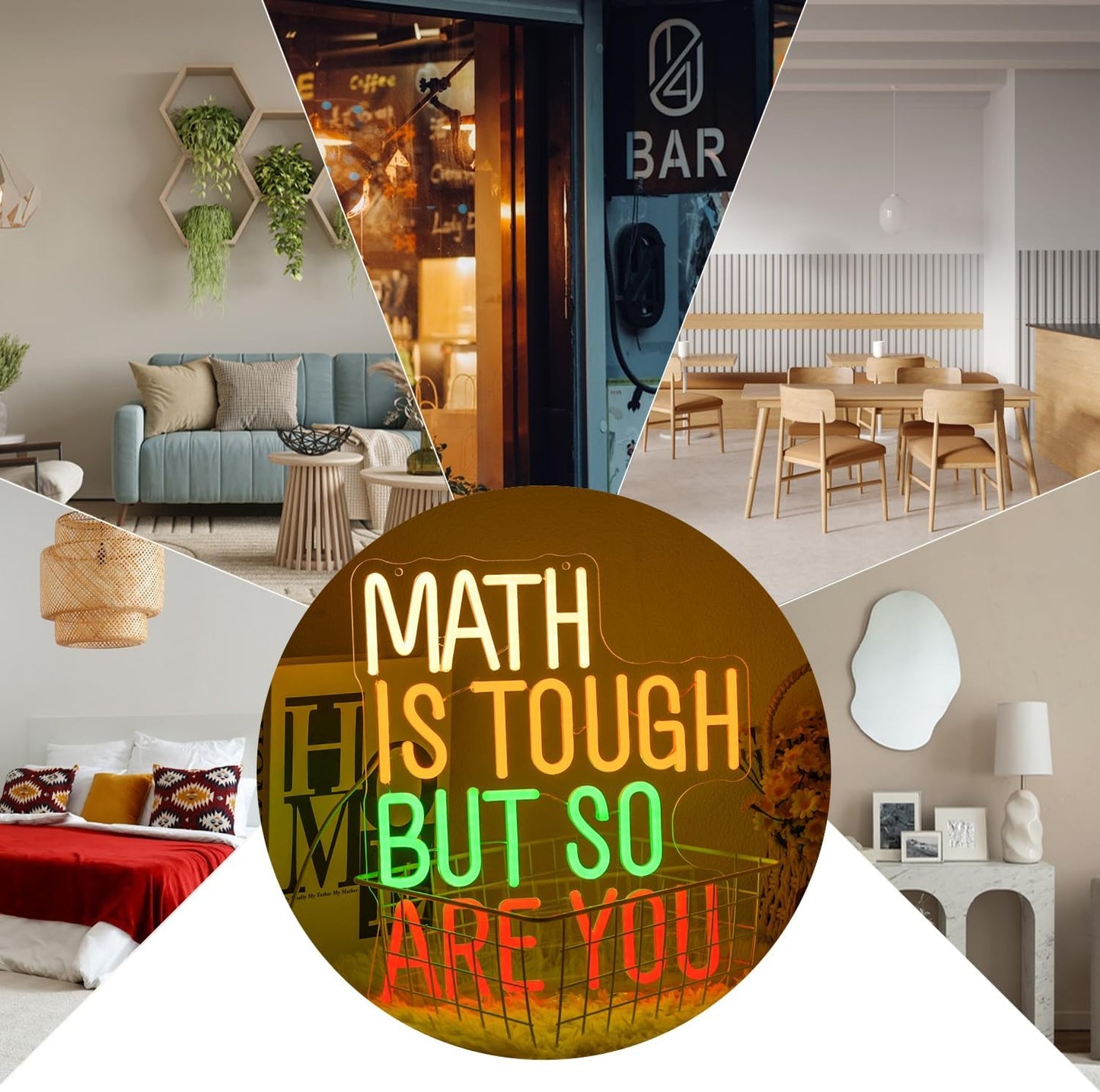 Math Is Tough But So Are You Neon Sign for Classroom, Inspirational Colorful Math Neon Light Dimmable Student LED Light up Signs for Classroom, Kid Room, Office, Library Decoration