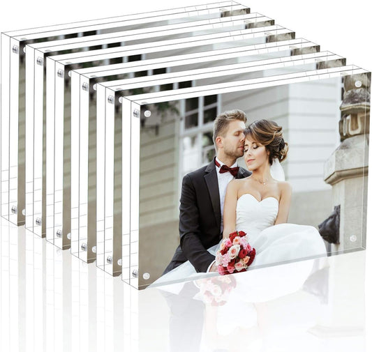 Magicool Premium Acrylic Photo Frame--- Magnet Photo Frame -Double Sied Thick Desktop Frames (4x6 6 pack)