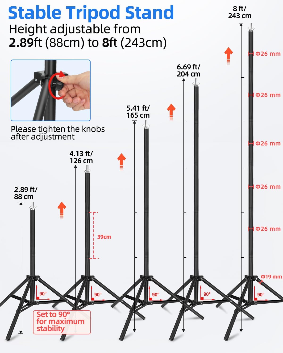Hemmotop Backdrop Stand 10x8ft, Heavy Duty Photography Background Stand for Parties, Adjustable Photo Backdrop Stands Kit for Wedding, Photo Booth, Party, Decoration, Balloon, Projector Screen
