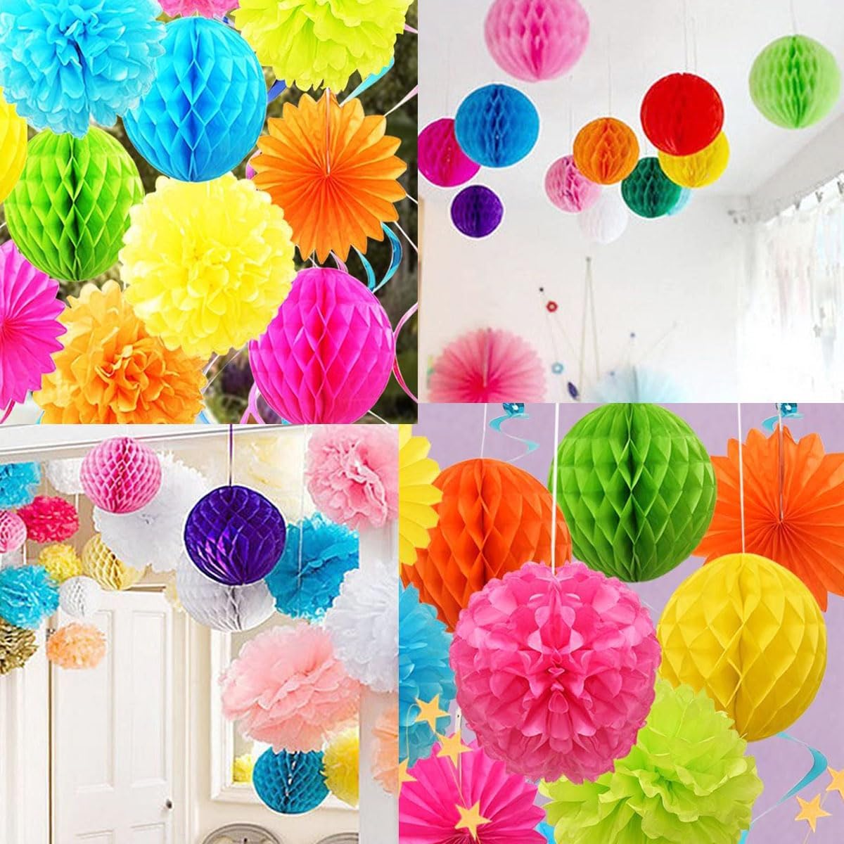 12pcs Party Honeycomb Balls Decorations 3'' 6'' 8'' Honeycomb Flower Tissue Pom Poms Flower Balls Hanging Flower Balls for Baby Shower Birthday Wedding Nursery Decor(3'' 6'' 8'' Pink kit)