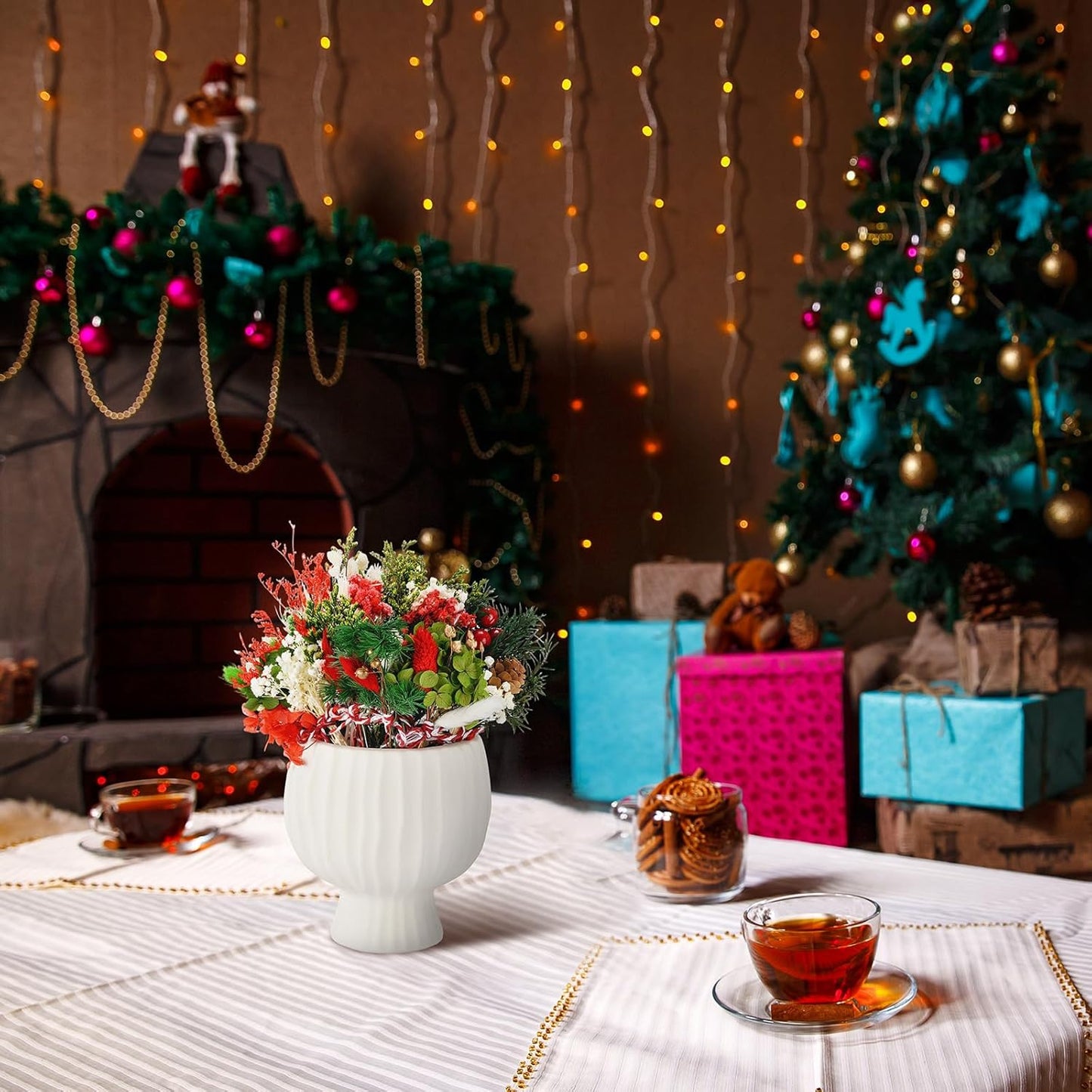 10/12/24/36 Pack Mini Dried Flowers for Vase Wedding Various Mini Bouquet Dried Small Wildflowers Natural Flowers Bulk for Crafts DIY Decor (12, Christmas Color)