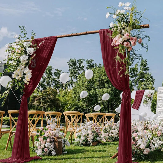 Burgundy Wedding Arch Draping Fabric 2 Panels 29" x 20 FT Red Drapes for Backdrop Sheer Curtains Wedding Drapes for Romantic Bridal Baby Shower Ceremony Birthday Party Fall Outdoor Events