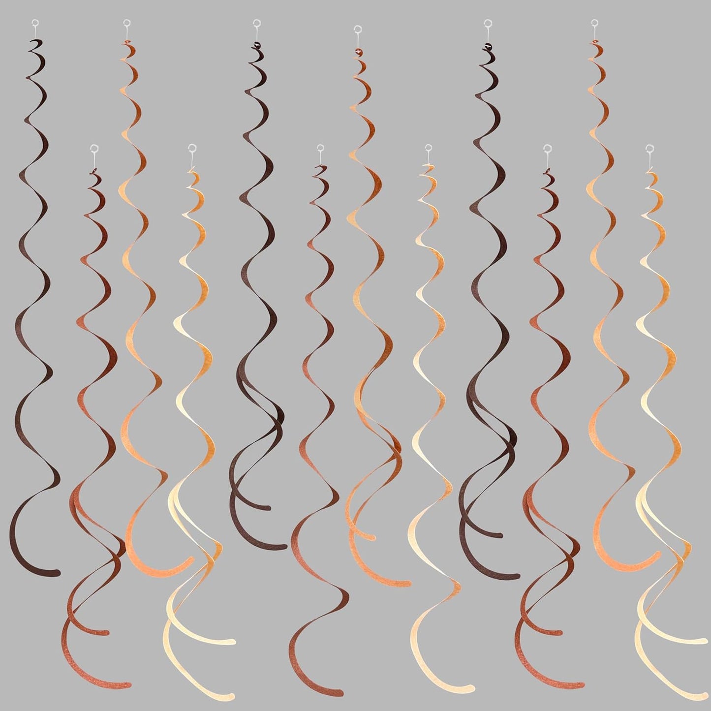 36 Pcs Brown Hanging Swirl Decorations Ombre Cream Tan Brown Felt Swirl Streamer Spiral Ceiling Garland for Boho Neutral Safari Woodland Rustic Cowboy Western Teddy Bear Birthday Baby Shower Wedding