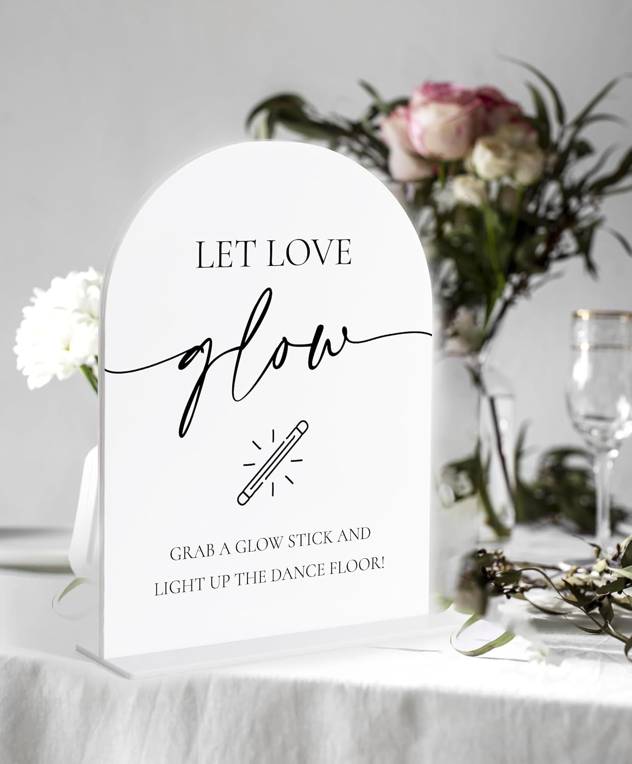 Let Love Glow Sign Wedding, White Arch Acrylic Sign, Wedding Dance Floor Props, Bridal Shower Decor, Engagement Party Decor, Centerpiece Table Decorations Party for Bride and Groom-18