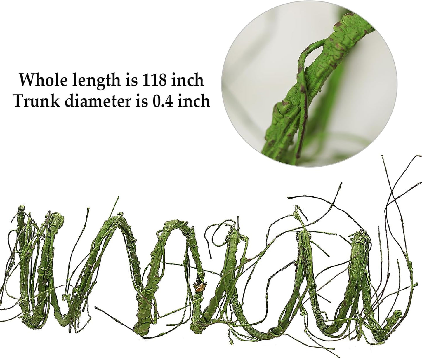 118 inch Small Green Artificial Tree Branches Grapevine Garland Ivy Willow Vines Plants Fake Cherry Blossom Tree Trunk Twigs for Wall Hanging Forest Room Home Wedding New Year Decoration