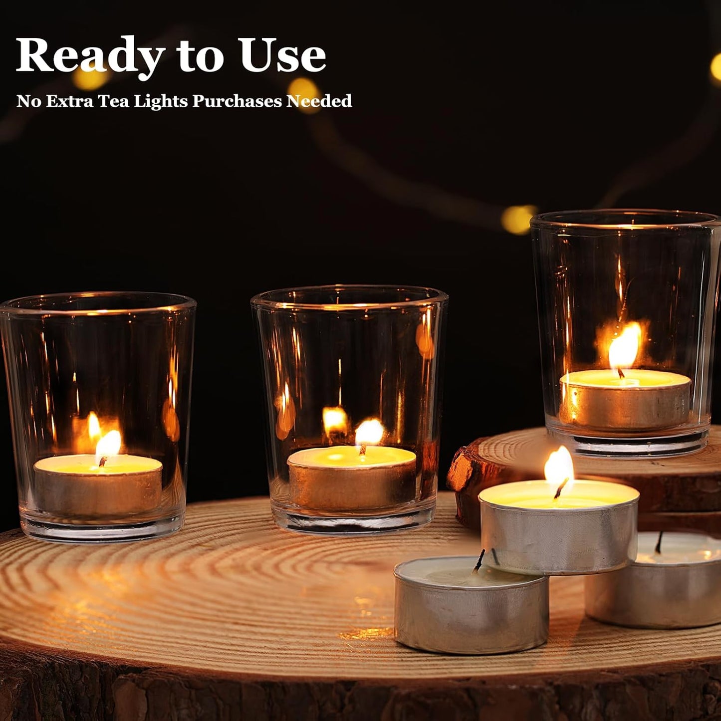 Letine 12-Pack Clear Votive Candle Holders - Glass Tea Light Holders with 12 Tea Lights for Wedding Decor, Bulk Votive Holders for Home Table Decor/Christmas & Thanksgiving