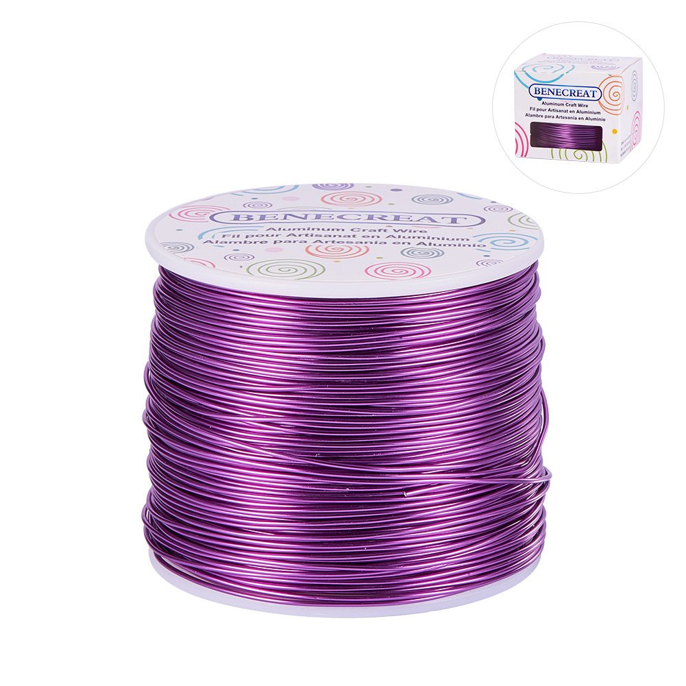 BENECREAT 18 Gauge Jewelry Craft Aluminum Wire 492 Feet Bendable Metal Sculpting Wire for Craft Floral Model Skeleton Making (Purple, 1mm)